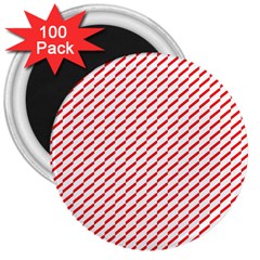 Pattern Red White Background 3  Magnets (100 Pack) by Simbadda