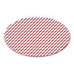 Pattern Red White Background Oval Magnet by Simbadda