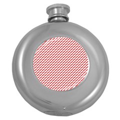 Pattern Red White Background Round Hip Flask (5 Oz) by Simbadda