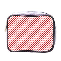 Pattern Red White Background Mini Toiletries Bags by Simbadda