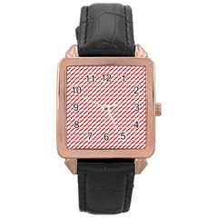 Pattern Red White Background Rose Gold Leather Watch  by Simbadda