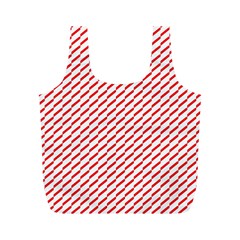 Pattern Red White Background Full Print Recycle Bags (m)  by Simbadda