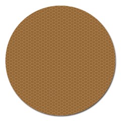 Pattern Honeycomb Pattern Brown Magnet 5  (round) by Simbadda