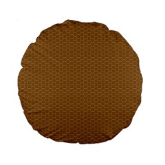 Pattern Honeycomb Pattern Brown Standard 15  Premium Round Cushions by Simbadda