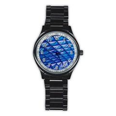 Lines Geometry Architecture Texture Stainless Steel Round Watch by Simbadda