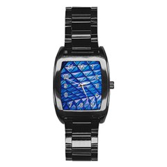 Lines Geometry Architecture Texture Stainless Steel Barrel Watch by Simbadda