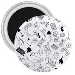 Furniture Black Decor Pattern 3  Magnets