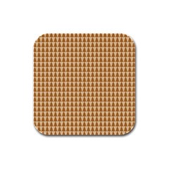 Pattern Gingerbread Brown Rubber Square Coaster (4 Pack)  by Simbadda