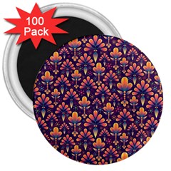 Abstract Background Floral Pattern 3  Magnets (100 Pack) by Simbadda