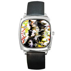 Canvas Acrylic Digital Design Square Metal Watch by Simbadda