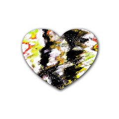 Canvas Acrylic Digital Design Rubber Coaster (heart)  by Simbadda