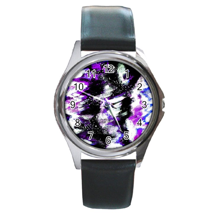 Canvas Acrylic Digital Design Round Metal Watch