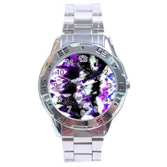 Canvas Acrylic Digital Design Stainless Steel Analogue Watch by Simbadda