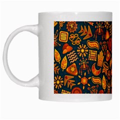 Pattern Background Ethnic Tribal White Mugs