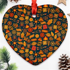 Pattern Background Ethnic Tribal Heart Ornament (two Sides) by Simbadda