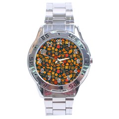 Pattern Background Ethnic Tribal Stainless Steel Analogue Watch by Simbadda