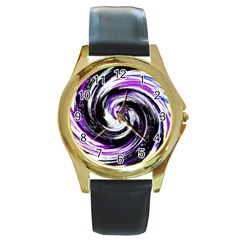 Canvas Acrylic Digital Design Round Gold Metal Watch by Simbadda