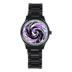 Canvas Acrylic Digital Design Stainless Steel Round Watch by Simbadda