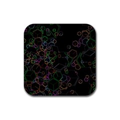 Boxs Black Background Pattern Rubber Coaster (square)  by Simbadda