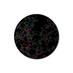 Boxs Black Background Pattern Rubber Round Coaster (4 Pack)  by Simbadda