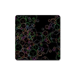 Boxs Black Background Pattern Square Magnet by Simbadda