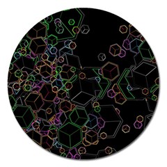 Boxs Black Background Pattern Magnet 5  (round) by Simbadda