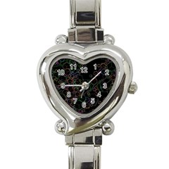 Boxs Black Background Pattern Heart Italian Charm Watch by Simbadda