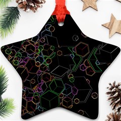 Boxs Black Background Pattern Star Ornament (two Sides) by Simbadda