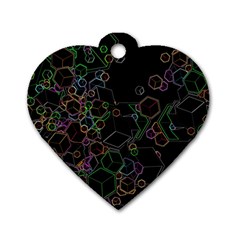 Boxs Black Background Pattern Dog Tag Heart (two Sides) by Simbadda