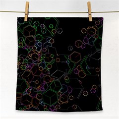 Boxs Black Background Pattern Face Towel by Simbadda