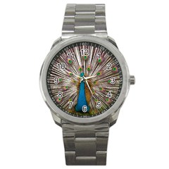 Indian Peacock Plumage Sport Metal Watch by Simbadda