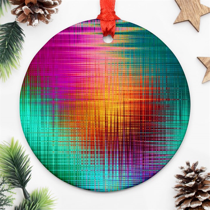 Colourful Weave Background Ornament (Round)