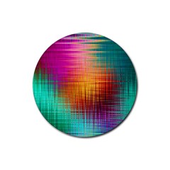 Colourful Weave Background Rubber Round Coaster (4 Pack)  by Simbadda