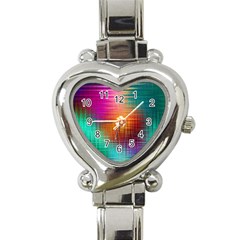 Colourful Weave Background Heart Italian Charm Watch by Simbadda