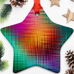 Colourful Weave Background Star Ornament (two Sides) by Simbadda