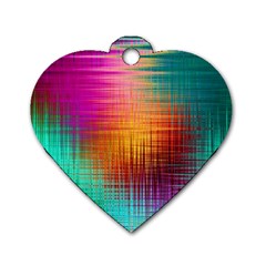 Colourful Weave Background Dog Tag Heart (one Side) by Simbadda