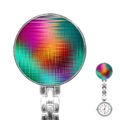 Colourful Weave Background Stainless Steel Nurses Watch by Simbadda