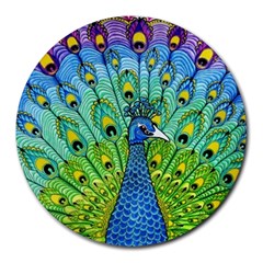 Peacock Bird Animation Round Mousepads by Simbadda