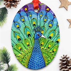 Peacock Bird Animation Ornament (oval)