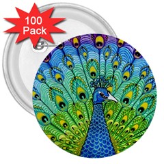 Peacock Bird Animation 3  Buttons (100 Pack)  by Simbadda