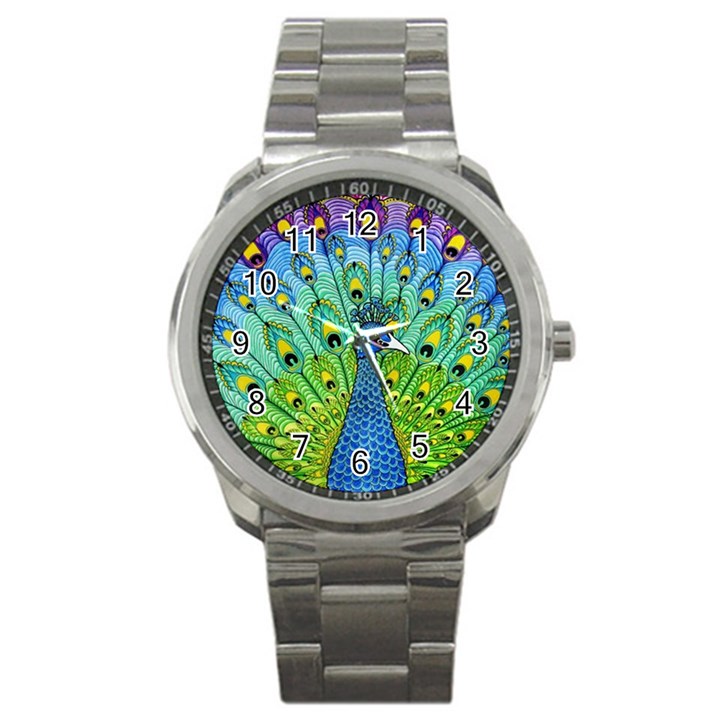 Peacock Bird Animation Sport Metal Watch