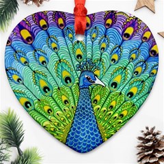 Peacock Bird Animation Heart Ornament (two Sides) by Simbadda