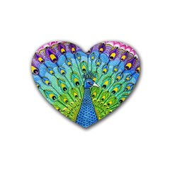 Peacock Bird Animation Heart Coaster (4 Pack)  by Simbadda