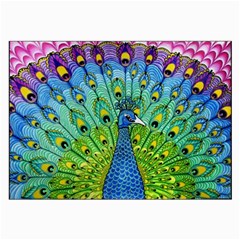 Peacock Bird Animation Large Glasses Cloth (2-side) by Simbadda