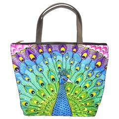 Peacock Bird Animation Bucket Bags by Simbadda