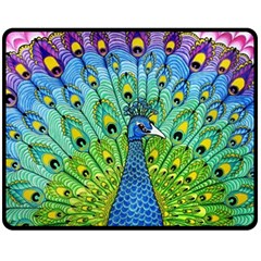 Peacock Bird Animation Fleece Blanket (medium)  by Simbadda