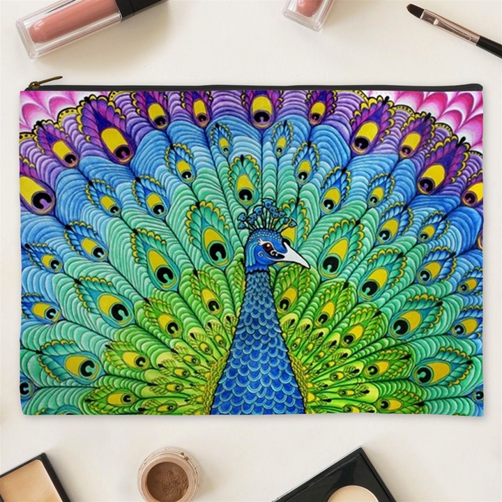 Peacock Bird Animation Cosmetic Bag (XXXL) 