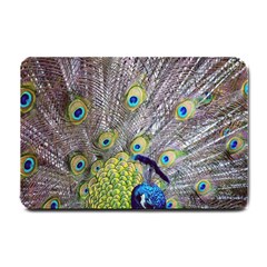 Peacock Bird Feathers Small Doormat  by Simbadda