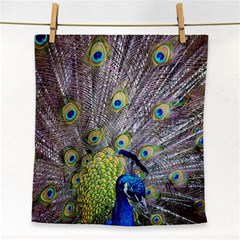 Peacock Bird Feathers Face Towel by Simbadda