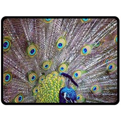 Peacock Bird Feathers Fleece Blanket (large)  by Simbadda